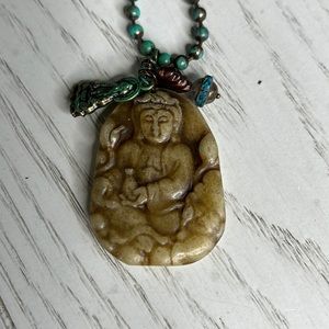 Carved Jade Buddha Pendant Choker
